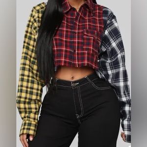 Off Line Plaid Top - S